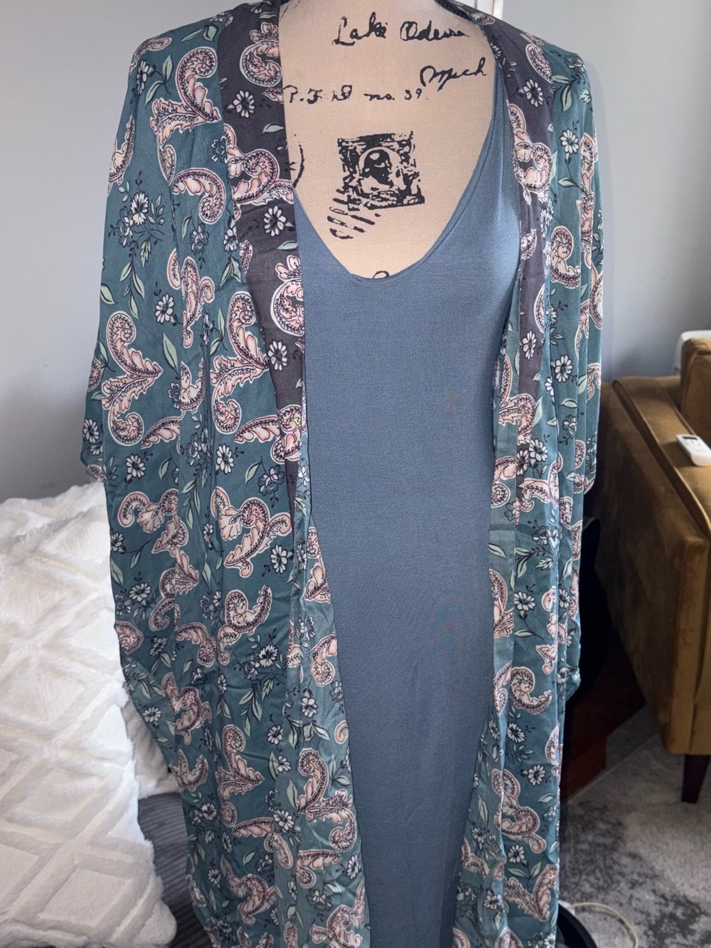 LOFT Teal Paisley Kimono/Cover-up